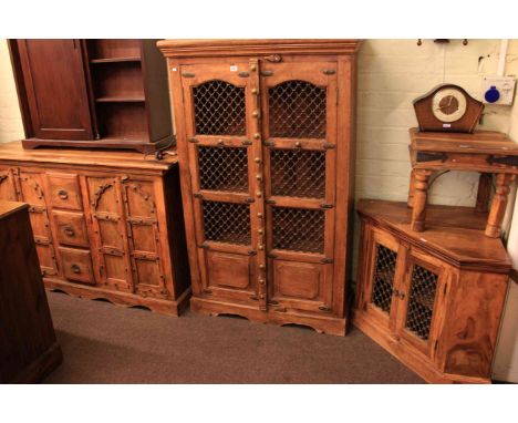 Indian style hardwood sideboard, two door cabinet, corner entertainment unit and lamp table (4)