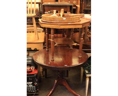 Two drop leaf dining tables, circular tripod table, occasional table and coffee table (5)