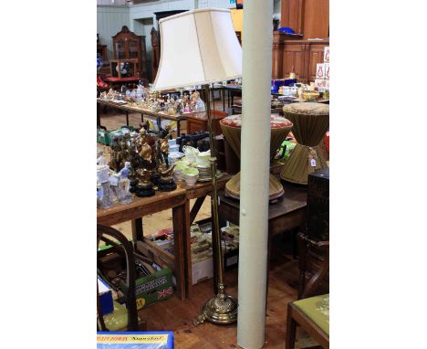 Brass telescopic standard lamp and shade