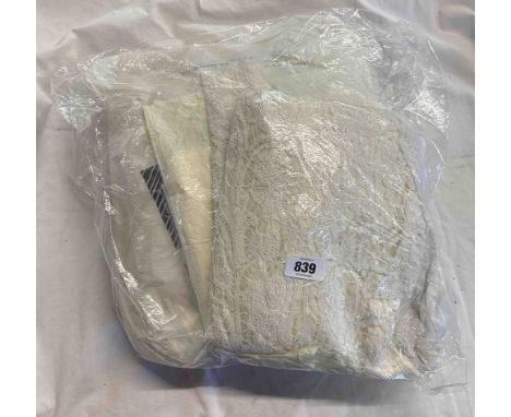 An antique christening gown - sold with two vintage handbags, a lady's antique undergarments, etc.