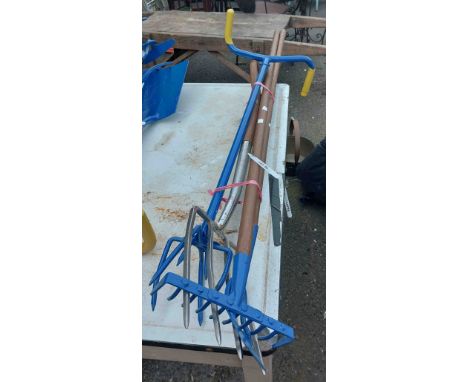 A quantity of blue painted tools
