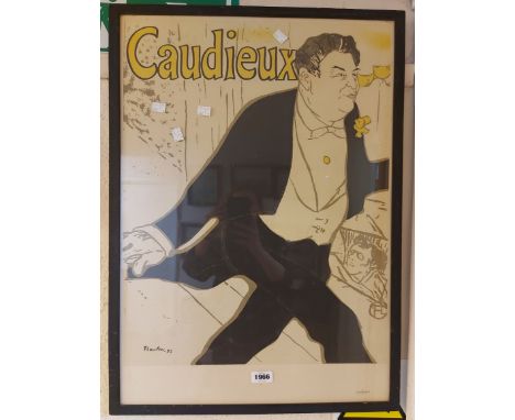 Henri de Toulouse-Lautrec: a framed coloured poster print for Caudieux - numbered 1955/2000 - details verso