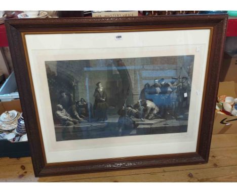 F. Goodall: an antique moulded oak framed large format monochrome print entitled 'Cranmer at the Traitor's Gate' - inscribed 