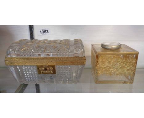 A late 19th Century cut glass casket with gilt metal fittings and gilt and painted highlighting - sold with a smaller lidded 