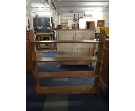 An Edwardian Wall Hanging Four Shelf Open Oak Bookshelf. 