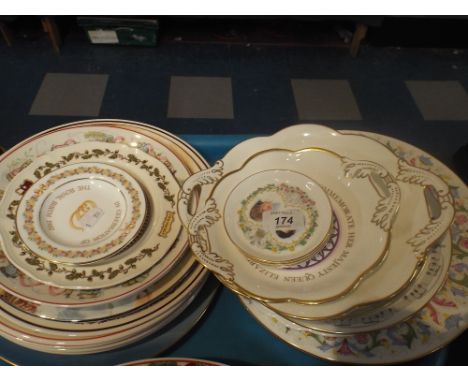 A Tray of Commemorative and Decorated Plates, Christmas Plates Etc. 