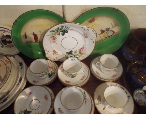 A Tray of Floral Tea Wares and A Pair of Royal Doulton Series Ware Plates.