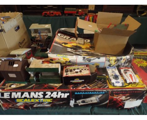 A Part Le Mans 24 Hour Scalextric Set (Incomplete) Together with Scalextric Buildings, Television Tower Etc. 