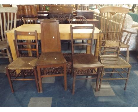 A Collection of Four Various Chairs to Include Gilded Bedroom Example, Art Deco Hall Chair and Two Ladder Backs.