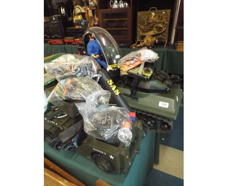 A Box Containing Action Man Tank, Jeep, Helicopter and Figure Etc. 