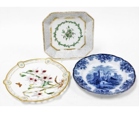 A group of 19thC and later plates, to include a Copeland Spode transfer ware plate circa 1848, an octagonal Dagoty hard paste