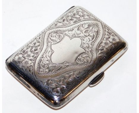 An Edward VII silver cigarette case, engine turned scrolls decoration, Birmingham 1908, 2oz. 