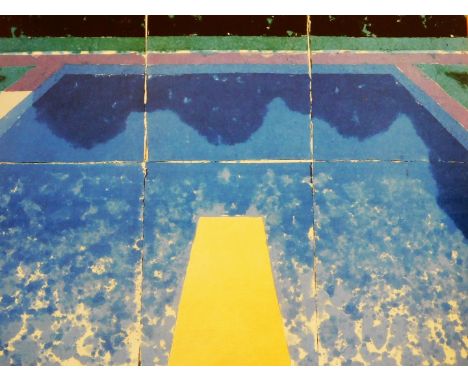 After Hockney. Swimming pool, print, 63cm x 75cm, framed and glazed. 