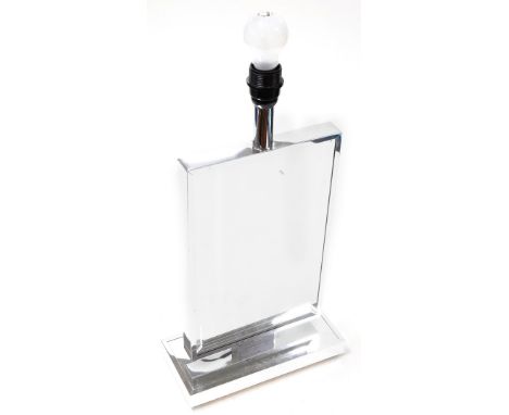 A modern glass finish table lamp, of rectangular design, 52cm high, 25cm wide, 12cm deep, with shade.