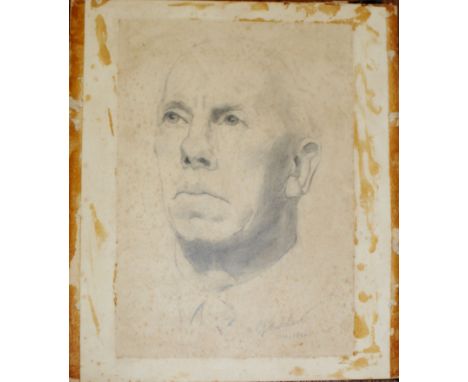 Nicholson (20th century), Head and shoulders portrait of a man, charcoal drawing, signed and indistinctly dated, together wit