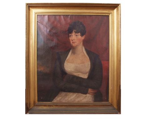 English School (19th century), Half-length portrait of a seated lady, oil on canvas, 87 x 72cm