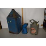 A group of three vintage oil cans and a paraffin can by Aladin, together with a further large pink