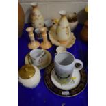 Mixed group of ceramics including Crown Ducal ware, pair of vases, small bowl, Adams pottery jug