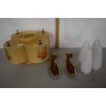 Mid 20th Century glass shade of quatre lobe form with floral decoration together with further wall