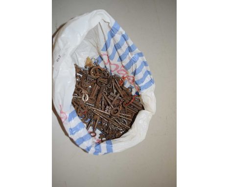 Bag containing a quantity of vintage keys