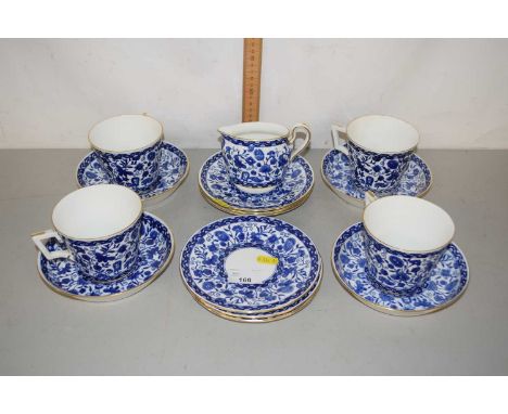 Quantity of Royal Crown Derby blue and white part tea set comprising four breakfast cups and saucers, side plates and milk ju
