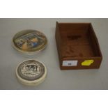 Box containing pot lid and Bears Grease lid from Old Bond Street, London