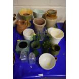 Mixed Lot: Ceramics, late 19th/20th Century together with a group of green glass vases