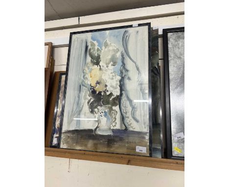 A watercolour of flowers, further oil on board of flowers and a further item