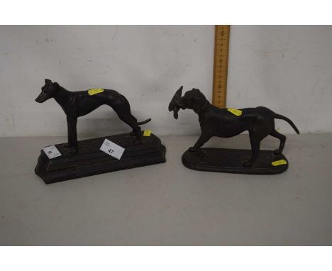 Two Spelter models of hunting dogs