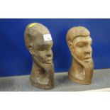 Two wooden carved tribal heads