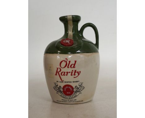 OLD RARITY FLAGON
Old Rarity Blended Scotch Whisky.  75cl.  40% abv.  Bottled by Bulloch Lade & Co.  In Green and cream ceram