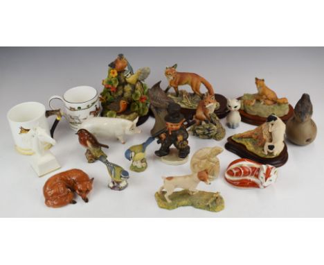 Collection of bird / animal related ceramics including Beswick, Royal Doulton Reynard hunting tankard, Goebel, Poole, Royal C