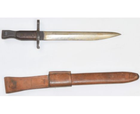 Canadian Ross bayonet with 26cm blade, scabbard and frog.&nbsp;PLEASE NOTE ALL BLADED ITEMS ARE SUBJECT TO OVER 18 CHECK ON C
