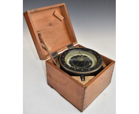 Ship's bulkhead compass, possibly Japanese, with fitted box