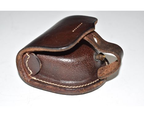 Vintage brown leather percussion cap pouch with belt loops.&nbsp;