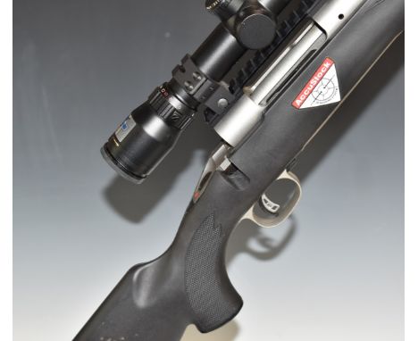 Savage model 16 .243 WIN bolt-action rifle with composite stock, chequered grip and forend, Bushnell Elite 6500 2.5-16x42 sco