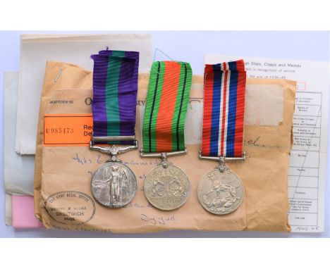 General Service Medal with clasp for Palestine 1945-48 named to 3376 Constable W&nbsp;D Emmanuel, Palestinian Police, togethe