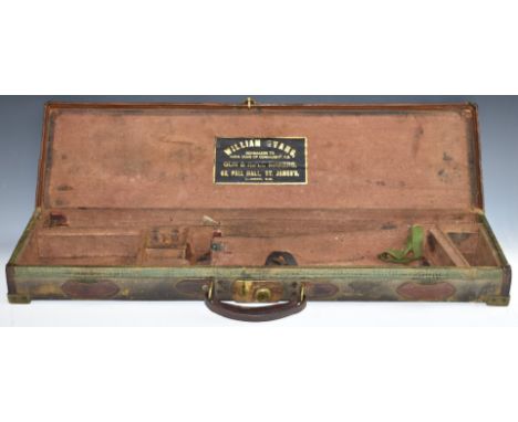 Leather and canvas bound shotgun carry case with 'William Evans Gunmakers to H.R.H. Duke of Connaught K.G. Gun &amp; Rifle Ma