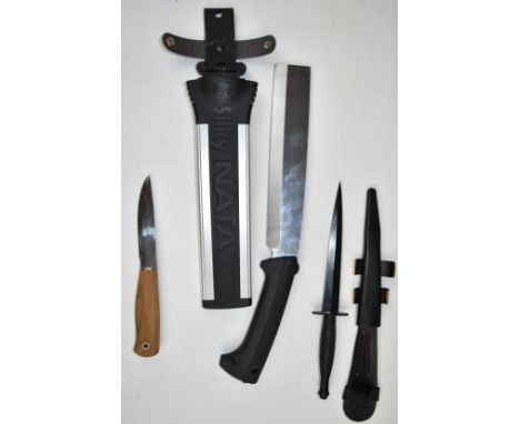 Silky Nata 240 double edge chopper with 26cm blade and sheath, later issue Fairbairn Sykes dagger by Nowill &amp; Son with br