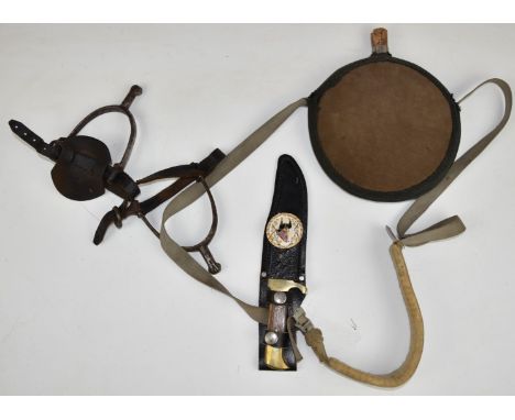 British Army pair of WW1 spurs stamped RFA31 (Royal Field Artillery) and dated 1916, together with a replica American Civil W