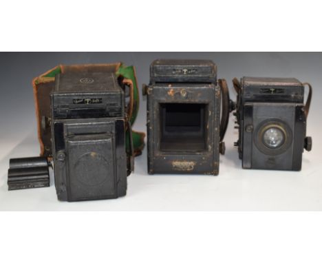Three Thornton Pickard vintage reflex cameras comprising Ruby Special, Junior Special, Ruby de Luxe and Special Ruby