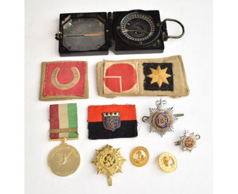 T G &amp; Co magnetic marching compass, serial number B254217, Royal Army Service Corps badges, Sea Cadet Corps badges, cloth