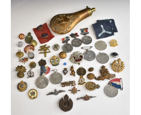 Small collection of badges and commemorative Royal Family medals, including Royal Engineers (one hallmarked silver example), 