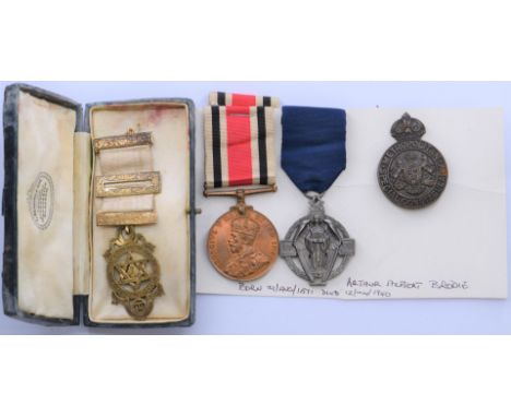 Special Constabulary for Faithful Service Medal named to&nbsp;Arthur A Brodie and his Metropolitan Special Constable badge, t