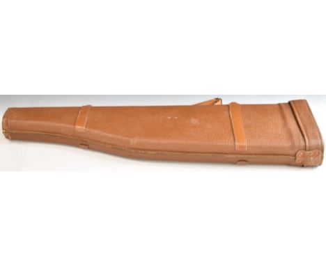 Vintage leather leg of mutton shotgun carry case, 80cm long.&nbsp;