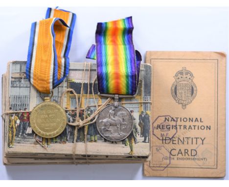 British Army WW1 medal pair War Medal and Victory Medal named to 9-6761 Pte JT Higgs Durham Light Infantry, RAMC 'Free from b