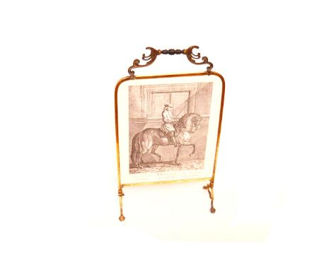A Brass Decorated Fire Screen