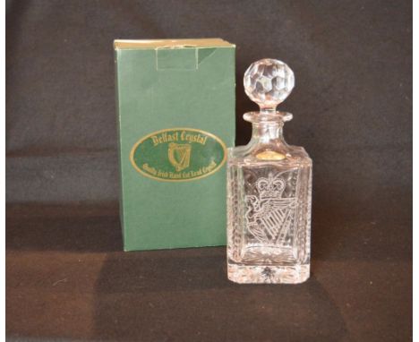 A Belfast Crystal 'UDR' Crested Decanter