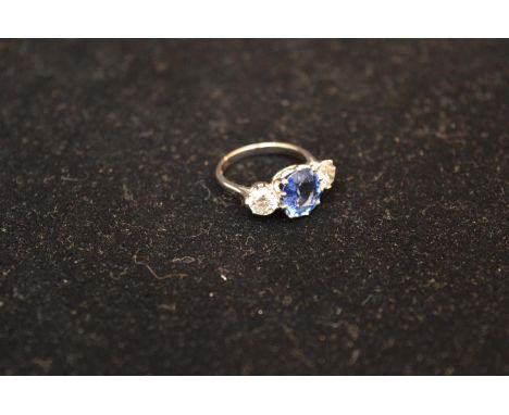 A Superb 18ct Sapphire (3.00ct) and Diamond (1.27ct) Three Stone Ring 