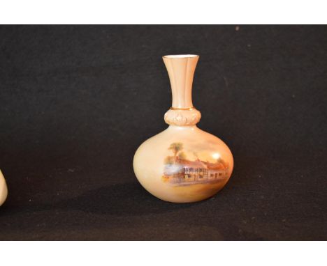 A Royal Worcester Hand Painted Vase 'Birth Place of Shakespeare'